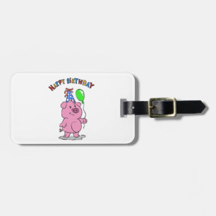 Etiqueta De Bagagem Cartografia de Birthday Pig escolher cor de fund
