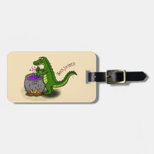 Etiqueta De Bagagem Cartografia engraçada do cozinhar de jacaré verde