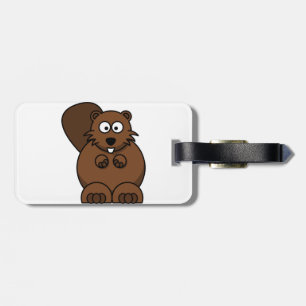 Etiqueta De Bagagem Cartoon Bonito — Castor — Floresta Engraçado