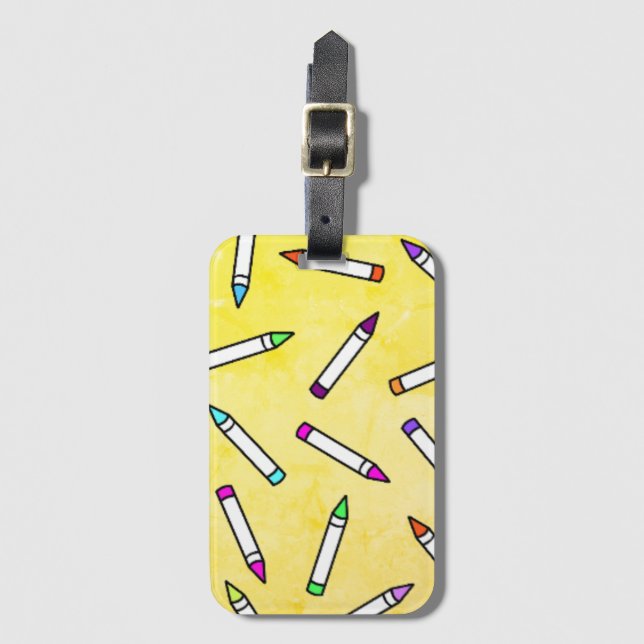Etiqueta De Bagagem Cartoon Crayon Pattern (Frente Vertical)