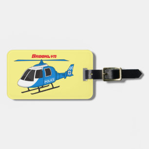 Etiqueta De Bagagem Cartoon de helicóptero do Departamento de Políci