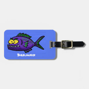 Etiqueta De Bagagem Cartoon de peixe Piranha