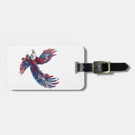 Etiqueta De Bagagem Cartoon de uma águia, conceito de 4 de julho