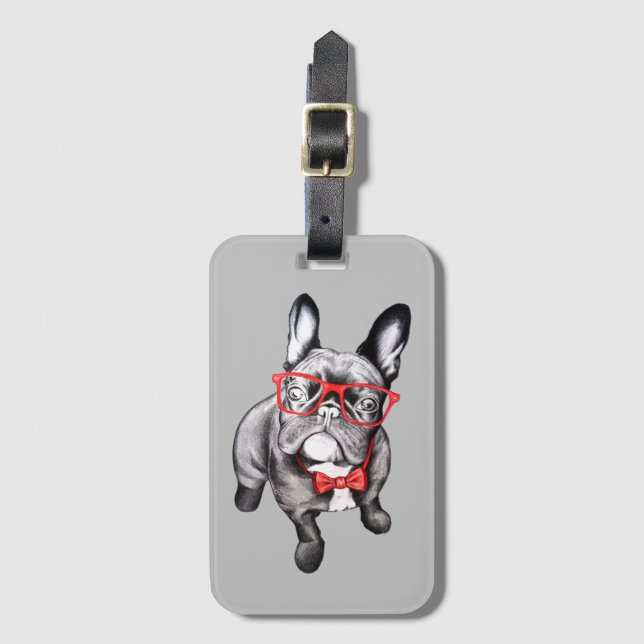 Etiqueta De Bagagem Cartoon French Bulldog (Frente Vertical)
