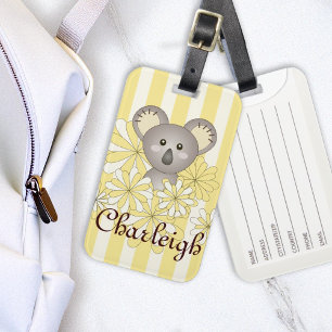 Etiqueta De Bagagem Cartoon Gelado Amarelo Bebê Koala Kids