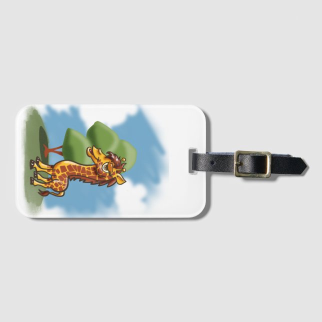 Etiqueta De Bagagem Cartoon Giraffe (Frente Horizontal)