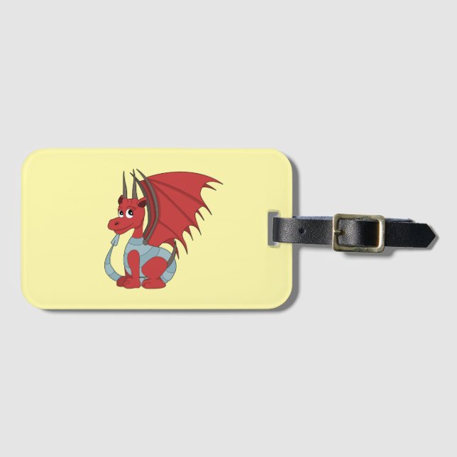 Etiqueta De Bagagem Cartoon Red Dragon (Frente Horizontal)