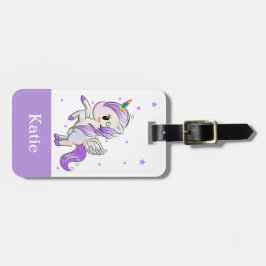 Etiqueta De Bagagem Cartoon Roxo das Meninas Cuecas Unicorn Pegasus