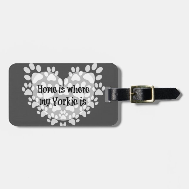 Etiqueta De Bagagem Casa é onde meu Yorkie está (Frente Horizontal)