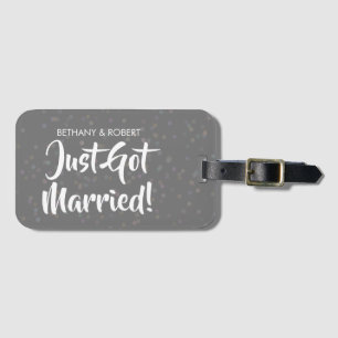 Etiqueta De Bagagem Casados Personalizados Confete Prata