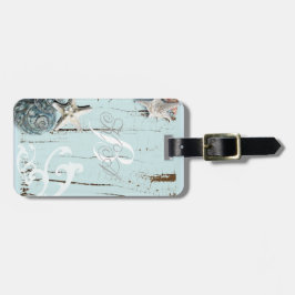 Etiqueta De Bagagem Casamento de Praia da BLue Seashells