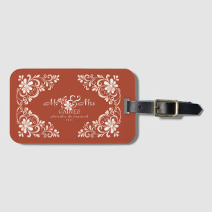 Etiqueta De Bagagem Casamento Floral Sr. e Sra. Vermelho Romântico Fer