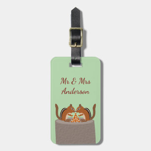 Etiqueta De Bagagem Casamento outono Chipmunks Bonitos Personalizado