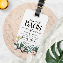 Etiqueta De Bagagem Casamento Tropical De Destino Salvar A Data