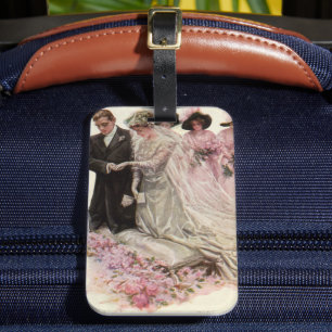 Etiqueta De Bagagem Casamento Vintage Vitoriano Cerimônia Noiva e Noiv