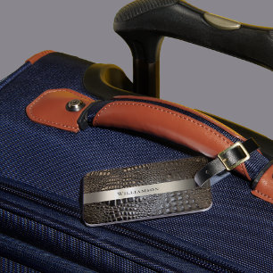 Etiqueta De Bagagem Castanha-de-Marfim Réptil Digital Couro Titânio