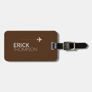 Etiqueta de bagagem castanha personalizada e elega
