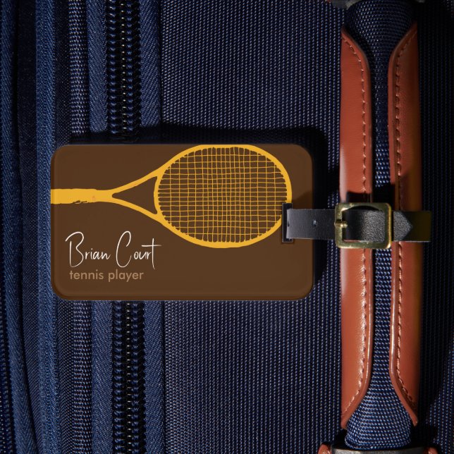 Etiqueta de Bagagem Castanha Personalizada Racquet (Frente Insitu 4)