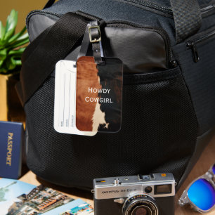 Etiqueta De Bagagem Castanho Negro Sudoeste Faux Cowhide