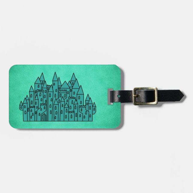 Etiqueta De Bagagem Castelo verde da cerceta (Frente Horizontal)