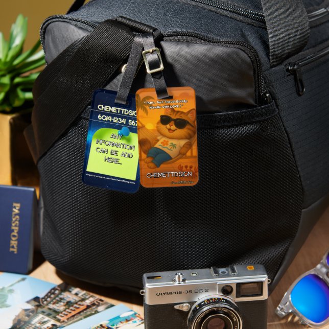 Etiqueta De Bagagem Cat 07 Kids (Frente e verso)