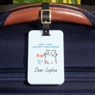 Etiqueta De Bagagem Cat&Rosa Adorável Azul Céu