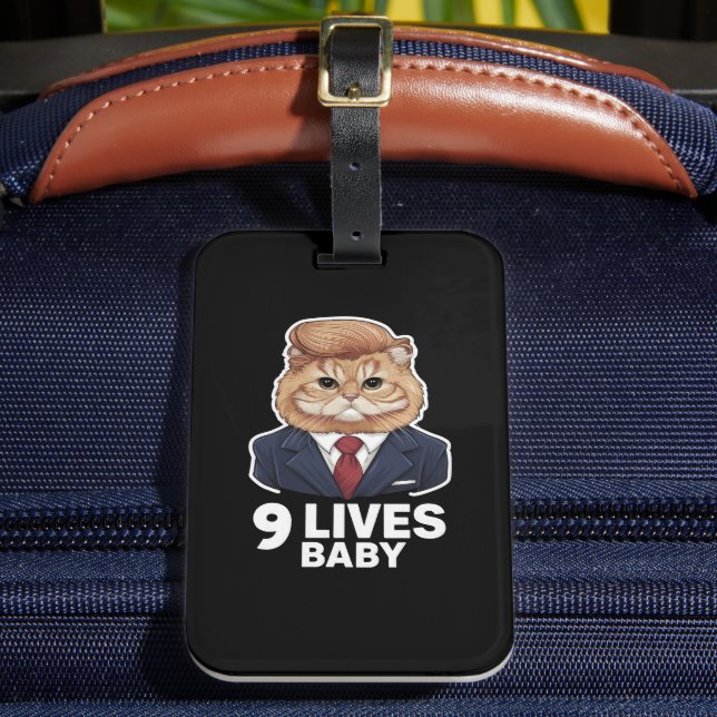 Etiqueta De Bagagem Cat Trump 9 Lives Baby (Frente Insitu 2)