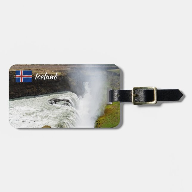 Etiqueta De Bagagem Catarata Gullfoss - Sudoeste da Islândia (Frente Horizontal)