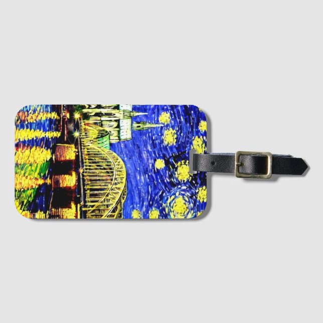 Etiqueta De Bagagem Catedral de Starry Night Cologne Alemanha (Frente Horizontal)