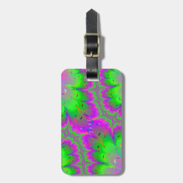 Etiqueta De Bagagem Cauda cor-de-rosa e verde do pavão