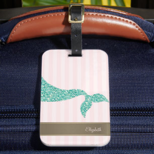 Etiqueta De Bagagem Cauda de Sereia Listras Rosa