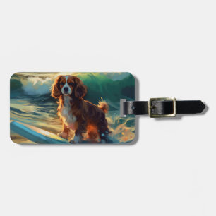 Etiqueta De Bagagem Cavalier King Beach Surfing Painting