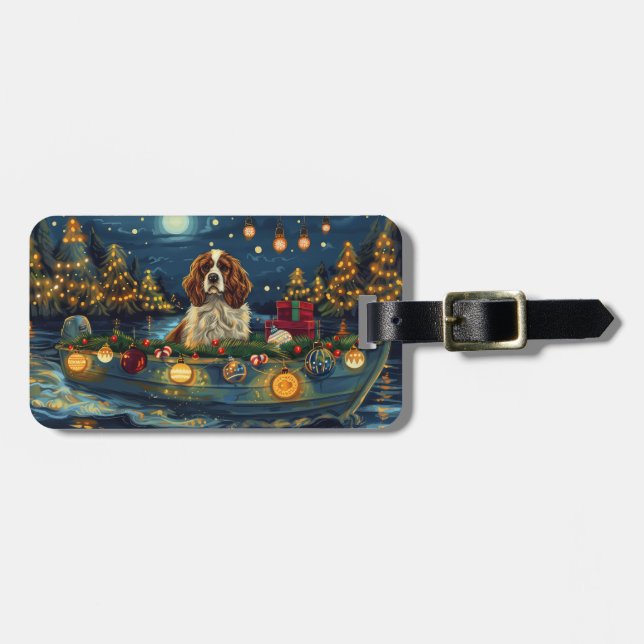 Etiqueta De Bagagem Cavalier King Charles Christmas Voyage (Frente Horizontal)