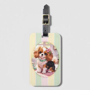 Etiqueta De Bagagem Cavalier King Charles Pastel Lines Cottagecore