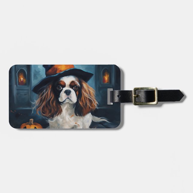 Etiqueta De Bagagem Cavalier King Pumpkins Halloween Scary (Frente Horizontal)
