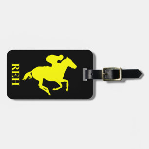 Etiqueta De Bagagem Cavalo de Corrida Amarelo do DIY Monograma em Qual