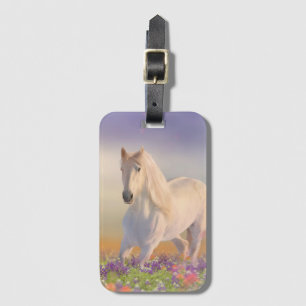 Etiqueta De Bagagem Cavalo de sonho correndo pelas flores