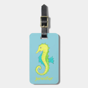 Etiqueta De Bagagem Cavalo do Mar Azul de Praia Personalizado