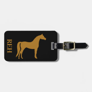 Etiqueta De Bagagem Cavalo Dourado Matte do monograma de DIY em alguma