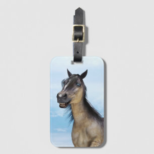 Etiqueta De Bagagem Cavalo Grulla Feliz Sorridente
