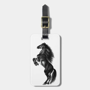 Etiqueta De Bagagem Cavalo Preto e Preto - Desenho Preto e Branco