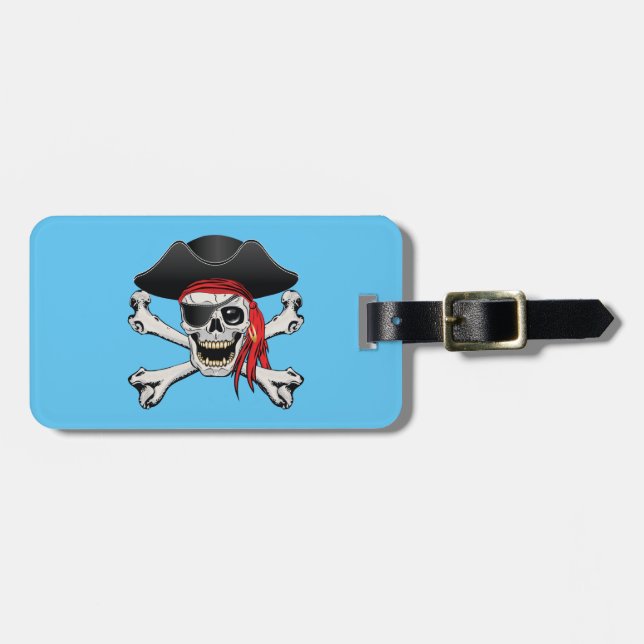 Etiqueta De Bagagem Caveira Pirata (Frente Horizontal)
