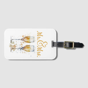 Etiqueta De Bagagem Celebração do Sr. e da Sra. Champagne