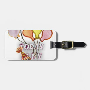 Etiqueta De Bagagem Celebrar com a nossa alegria saudação de aniversár