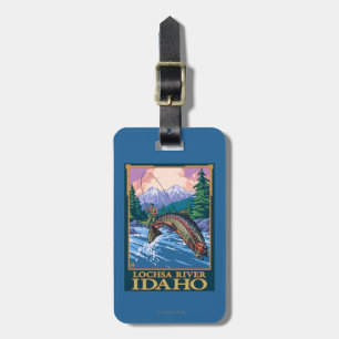 Etiqueta De Bagagem Cena da pesca com mosca - rio de Lochsa, Idaho