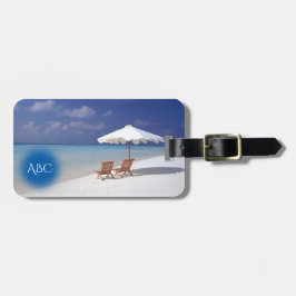 Etiqueta De Bagagem Cena da praia do monograma