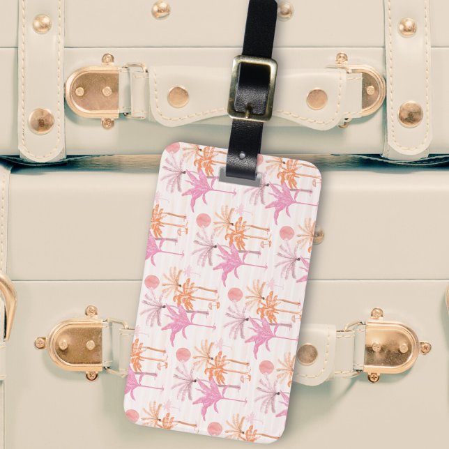 Etiqueta De Bagagem Cena de Palmeira Tropical Personalizada (Criador carregado)