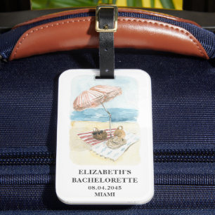 Etiqueta De Bagagem Cena de Praia em Aquarela Lembrancinhas de Festa d