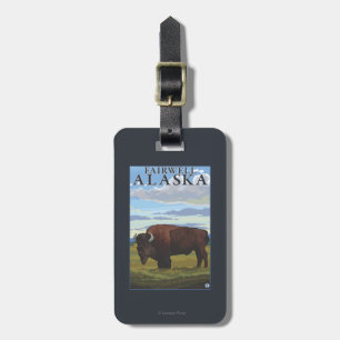Etiqueta De Bagagem Cena do bisonte - Fairwell, Alaska