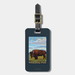 Etiqueta De Bagagem Cena do bisonte - parque nacional de geleira, TA